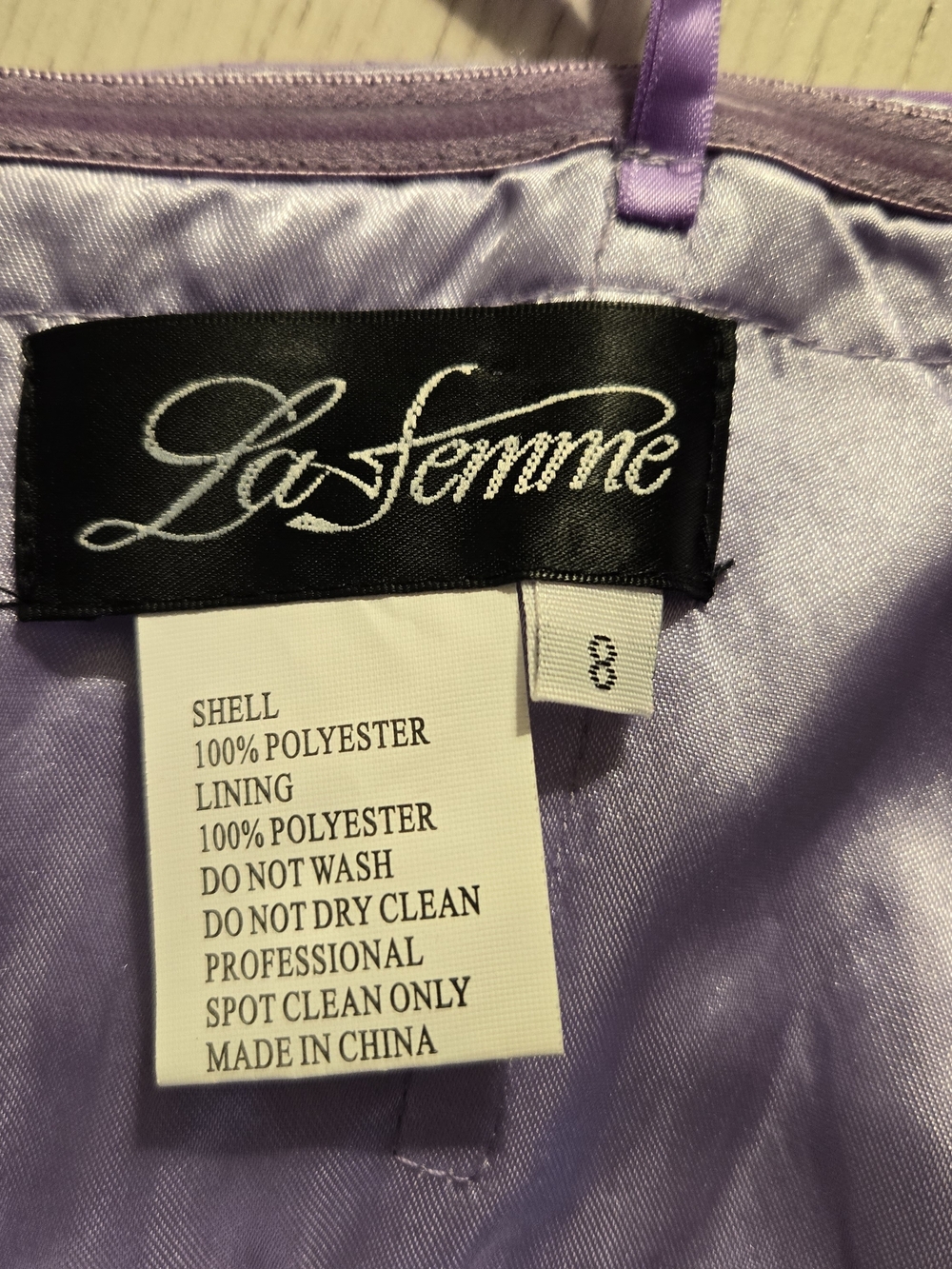 La Femme Lavender to White Ombre Wisteri Strapless Evening Gown Beaded Waist - Picture 7 of 10